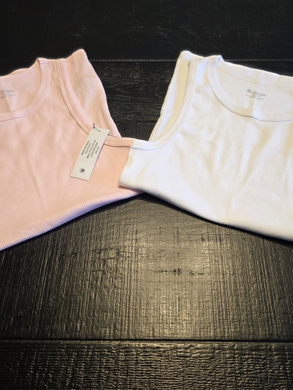 No Boundaries Kids Ribbed Tank Tops - Light Pink & White
